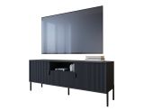 Mobile Porta tv Nero un Cassetto Ripiani 155x40x69h cm, 2 Ante - Rabattone