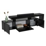 Mobile Porta tv Nero un Ripiano 3 Ante 192x37x53h cm, Luci led Incluse - Trasacco