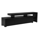 Mobile Porta tv Nero un Ripiano 3 Ante 192x37x53h cm, Luci led Incluse - Trasacco