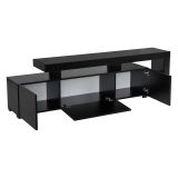 Mobile Porta tv Nero un Ripiano 3 Ante 192x37x53h cm, Luci led Incluse - Trasacco