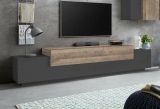 Mobile porta TV Nico, Credenza bassa da soggiorno, Base porta TV, 100% Made in Italy, cm 240x45h52, Antracite e Acero