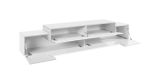 Mobile porta TV Nico, Credenza bassa da soggiorno, Base porta TV, 100% Made in Italy, cm 240x45h52, Bianco lucido