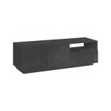Mobile porta TV Nino, Credenza bassa da soggiorno a 2 ante, Base porta TV, 100% Made in Italy, cm 150x43h46, Ardesia