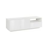 Mobile porta TV Nino, Credenza bassa da soggiorno a 2 ante, Base porta TV, 100% Made in Italy, cm 150x43h46, Bianco lucido