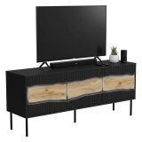 Mobile porta TV Novoli, 144x40 h62 cm, Nero e Rovere Nodi