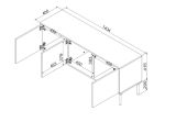 Mobile porta TV Novoli, 144x40 h62 cm, Nero e Rovere Nodi
