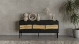 Mobile porta TV Novoli, 144x40 h62 cm, Nero e Rovere Nodi