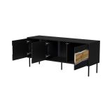 Mobile porta TV Novoli, 144x40 h62 cm, Nero e Rovere Nodi