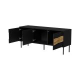 Mobile porta TV Novoli, 144x40 h62 cm, Nero e Rovere Nodi