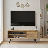 Mobile porta TV Nunk, Supporto per televisione da salotto, Credenza bassa da soggiorno, Base porta TV, 110x40h44 cm, Quercia