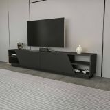 Mobile porta TV Nyx, Supporto per televisione da salotto, Credenza bassa da soggiorno, Base porta TV, 240x37h47 cm, Antracite