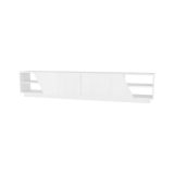 Mobile porta TV Nyx, Supporto per televisione da salotto, Credenza bassa da soggiorno, Base porta TV, 240x37h47 cm, Bianco