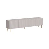 Mobile porta TV Ovar, Madia da salotto con quattro ante battenti, Rialzato da terra, 200x42 h52 cm, Beige