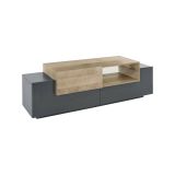 Mobile porta TV Pablo, Credenza bassa da soggiorno, Base porta TV, 100% Made in Italy, cm 160x45h51, Antracite e Acero