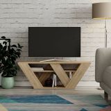 Mobile porta TV Pegasus, Supporto per televisione da salotto, Credenza bassa da soggiorno, Base porta TV, 110x30h40 cm, Quercia