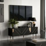 Mobile porta TV Perito, 154x40 h55 cm, Nero e Oro