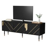 Mobile porta TV Perito, 154x40 h55 cm, Nero e Oro