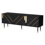 Mobile porta TV Perito, 154x40 h55 cm, Nero e Oro