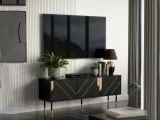Mobile porta TV Perito, 154x40 h55 cm, Nero e Oro