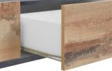 Mobile porta TV Raffaele, Credenza bassa da soggiorno a 2 ante, Base porta TV, 100% Made in Italy, cm 200x40h47, Ardesia e Acero