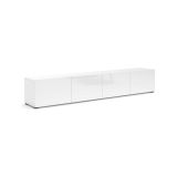 Mobile porta TV Randfontein, Credenza da soggiorno, Armadio basso per TV, Base parete attrezzata, Made in Italy, 225x38h39 cm, Bianco lucido