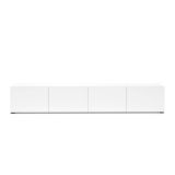 Mobile porta TV Randfontein, Credenza da soggiorno, Armadio basso per TV, Base parete attrezzata, Made in Italy, 225x38h39 cm, Bianco lucido