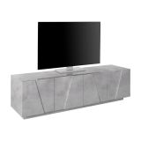 Mobile porta TV Raul, Credenza bassa da soggiorno, Base porta TV, 100% Made in Italy, cm 162x44h46, Cemento