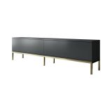 Mobile porta TV Regulus, Supporto per televisione da salotto, Credenza bassa da soggiorno, Base porta TV, 180x30h47 cm, Antracite e Oro