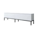 Mobile porta TV Regulus, Supporto per televisione da salotto, Credenza bassa da soggiorno, Base porta TV, 180x30h47 cm, Bianco e Nero