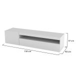 Mobile porta TV Roberto, Credenza bassa da soggiorno a 2 ante, Base porta TV, 100% Made in Italy, cm 150x40h37, Bianco lucido