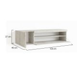 Mobile porta TV Roberto, Credenza bassa da soggiorno a 2 ante, Base porta TV, 100% Made in Italy, cm 150x40h37, Cemento