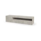 Mobile porta TV Roberto, Credenza bassa da soggiorno a 2 ante, Base porta TV, 100% Made in Italy, cm 150x40h37, Cemento, con luce LED