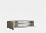 Mobile porta TV Roberto, Credenza bassa da soggiorno a 2 ante, Base porta TV, 100% Made in Italy, cm 150x40h37, Cemento, con luce LED