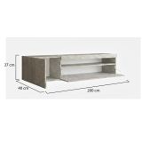 Mobile porta TV Roberto, Credenza bassa da soggiorno a 2 ante, Base porta TV, 100% Made in Italy, cm 150x40h37, Cemento, con luce LED