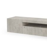 Mobile porta TV Roberto, Credenza bassa da soggiorno a 2 ante, Base porta TV, 100% Made in Italy, cm 150x40h37, Cemento, con luce LED