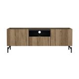 Mobile porta TV Rochele, Credenza da soggiorno, Armadio basso per TV, Base parete attrezzata, 41x147 h54 cm, Quercia e Nero