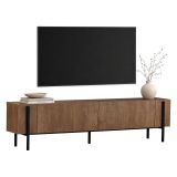 Mobile Porta tv Rovere rustico Nero 2 Ante 4 Vani 180x30x45h cm, Apertura a Ribalta - Noga