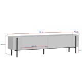 Mobile Porta tv Rovere rustico Nero 2 Ante 4 Vani 180x30x45h cm, Apertura a Ribalta - Noga