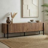 Mobile Porta tv Rovere rustico Nero 2 Ante 4 Vani 180x30x45h cm, Apertura a Ribalta - Noga