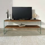 Mobile porta TV Sargas, Supporto per televisione da salotto, Credenza bassa da soggiorno, Base porta TV, 120x35h45 cm, Noce