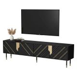 Mobile porta TV Seborga, 204x40 h55 cm, Nero e Oro