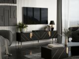 Mobile porta TV Seborga, 204x40 h55 cm, Nero e Oro