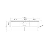 Mobile porta TV Selena, Supporto per televisione da salotto, Credenza bassa da soggiorno, Base porta TV, Noce e Nero, 140x40h50 cm