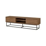 Mobile porta TV Selena, Supporto per televisione da salotto, Credenza bassa da soggiorno, Base porta TV, Noce e Nero, 180x40h50 cm
