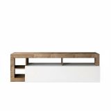 Mobile porta TV Serraia, Credenza da soggiorno, Armadio basso per TV, Base parete attrezzata, Made in Italy, 184x42 h58 cm, Bianco lucido e Acacia