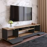 Mobile porta TV Sinope, Supporto per televisione da salotto, Credenza bassa da soggiorno, Base porta TV, 180x45h45 cm, Quercia e Antracite