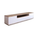 Mobile porta TV Sinope, Supporto per televisione da salotto, Credenza bassa da soggiorno, Base porta TV, 180x45h45 cm, Quercia e Bianco