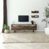 Mobile porta TV Solanis, Supporto per televisione da salotto, Credenza bassa da soggiorno, Base porta TV, 170x30h40 cm, Noce