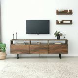 Mobile porta TV Solanis, Supporto per televisione da salotto, Credenza bassa da soggiorno, Base porta TV, 170x30h40 cm, Noce
