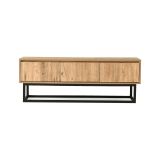 Mobile porta TV Suhail, Supporto per televisione da salotto, Credenza bassa da soggiorno, Base porta TV, Quercia e Nero, 140x40h50 cm